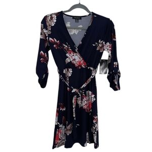 Multi-Coloured Majora Women's Long Sleeve Faux-Wrap Mini Dress